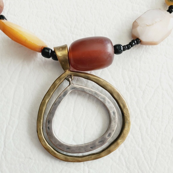 SILPADA Sterling Silver Bronze Shell Horn Bead Necklace Lobster Clasp N1787 - Picture 3 of 6